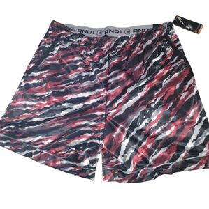 AND1 Red and Black Athletic Shorts